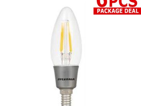 6PK - 4.5w B10 Blunt Tip Dimmable LED - Osram Sylvania Candelabra base 2700K Online now