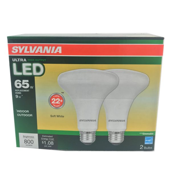 2PK - SYLVANIA 9W BR30 LED Dimmable 2700K Soft White Ultra High Output Bulb Online Sale