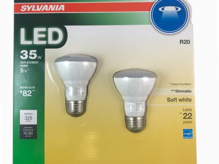 2PK - SYLVANIA 5w R20 LED Dimmable Soft White Bulb - 35w equiv. Fashion