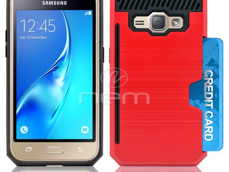 Samsung Galaxy J1 AMP2(2016) Hybrid Case 19C Card Hold Red Supply