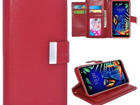 LG K40 X420 K12PLUS Double Flap Wallet Case WCFC13 Red For Discount