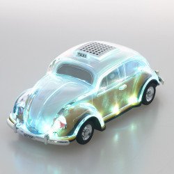 Crystal Clear Beetle Style Design Taxi Car Portable Bluetooth Speaker WS1937 for Phone, Device, Music, USB (Yellow) Cheap