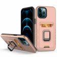 iPhone 13 6.1 Magnetic Stand w. Card Holder HYB72 Rose Gold For Cheap