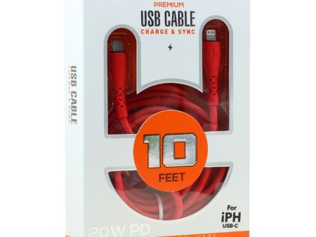 Kik_20W PD Fast Charging USB-C to Lightning 8PIN Cable 10FT Heavy-Duty Soft Flexible Tangle-Free Silicone Durable Type-C Connector Cord for Universal iPhone and iPad Devices (Red) Fashion