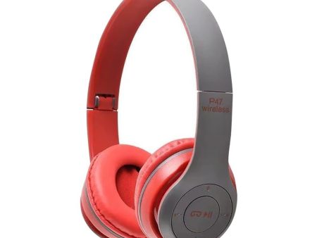 Kik_Wireless Bluetooth Over-Ear Headphones - Lightweight, Compact & Stylish Design, High-Fidelity Sound P47 for Universal Cell Phone And Bluetooth Device (Red) Sale