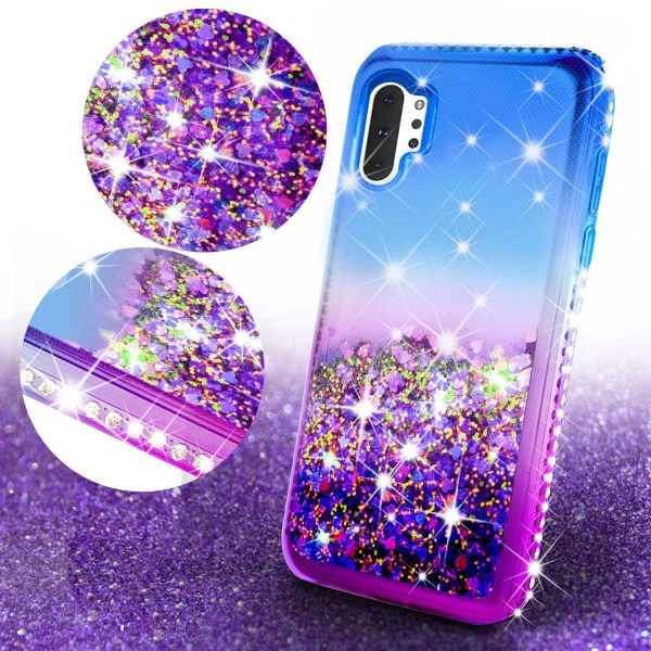 Samsung Galaxy Note 10+ Case,Galaxy Note 10 Plus Case Liquid Glitter Phone Case Waterfall Floating Quicksand Bling Sparkle Cute Protective Girls Women Cover for Galaxy Note 10 Plus W Temper Glass -  (Blue Purple Gradient) For Cheap