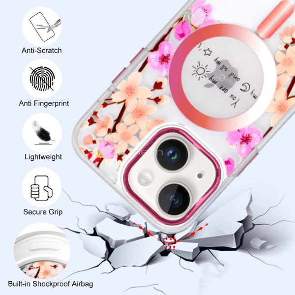 iPhone 14 Plus 6.7  Magsafe Floral Clear Case TPC33 Pink Fashion