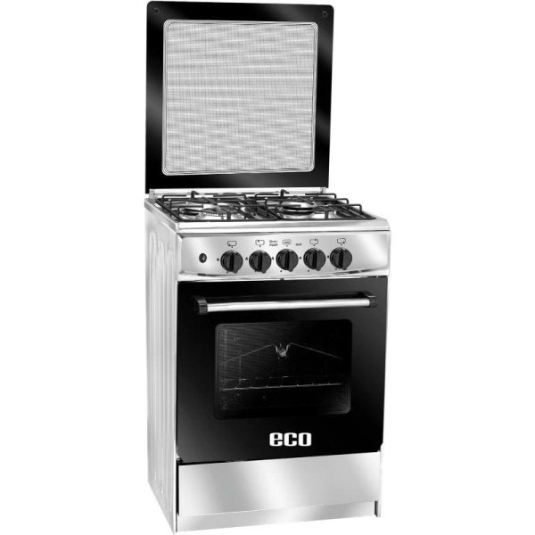 Unionaire ECO Gas Cooker, 55 cm, 4 Burners, Silver Black - CF55SV-AP-426-ECO-2W Online now