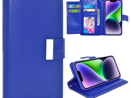 iPhone 14 Plus 6.7  Dual Flap Wallet Case WCFC13 Blue Online Hot Sale