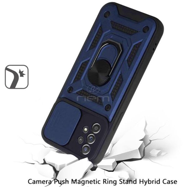 Samsung A73 Case w. Camera Cover Kickstand HYB09R Blue Fashion