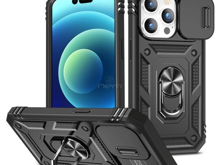 iPhone 15 Pro Max 6.7 Case w. Camera Cover Kickstand HYB09R Black Sale