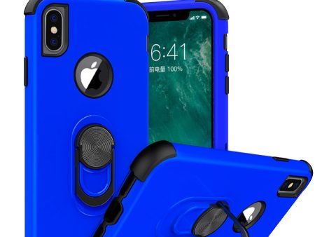 Apple iPhone XS Max Case,[Military Grade Drop Tested] Ring Kickstand Matte Case with Soft Edges, Shockproof and Anti-Drop Protection Case Compatible for Apple iPhone XS Max Case - Blue Black For Sale