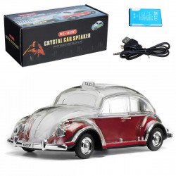 Crystal Clear Beetle Style Design Taxi Car Portable Bluetooth Speaker WS1937 for Phone, Device, Music, USB (Red) Supply