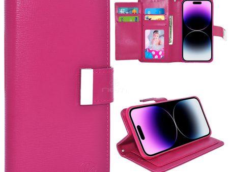 iPhone 14 Pro 6.1  Dual Flap Wallet Case WCFC13 Pink Cheap