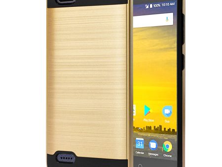 ZTE BLADE FORCE N9517 Brushed Hybrid Armor Case HYB32 Gold For Discount