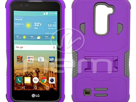 LG K7   Tribute 5 Hybrid Case 11 with Stand Purple Gray For Sale