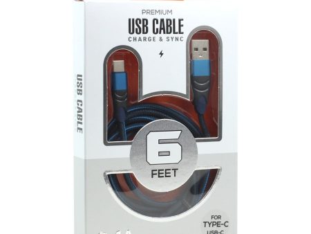 Kik_Type C   USB-C 2.4A Braided Cloth Strong Durable Charge and Sync USB Cable 6FT Recommended for Android (Navy Blue) on Sale