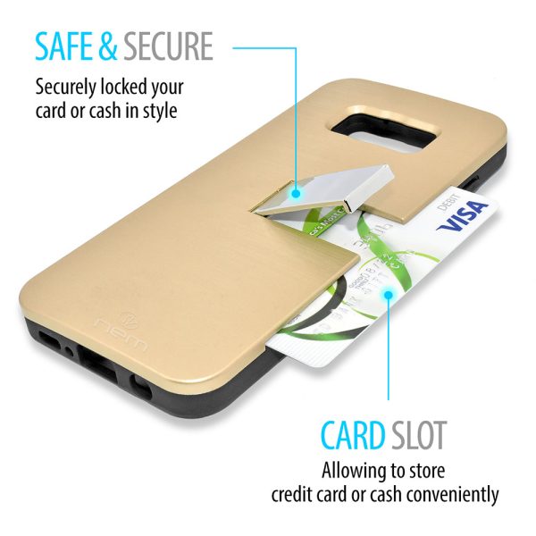 Samsung Galaxy S8+ Hybrid Case w. Slot Kickstand HYB39 Gold Cheap