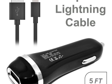 Apple iPhone 2 In 1 Car Charger + Lightning USB Cable Black Online Sale