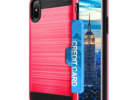 iPhone X   XS Hybrid Case 19C w. Card Holder Red Sale