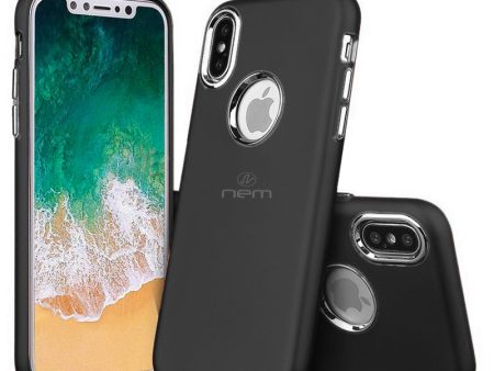 iPhone X   XS  Electroplated Metallic Soft Case HYB41 Black For Cheap