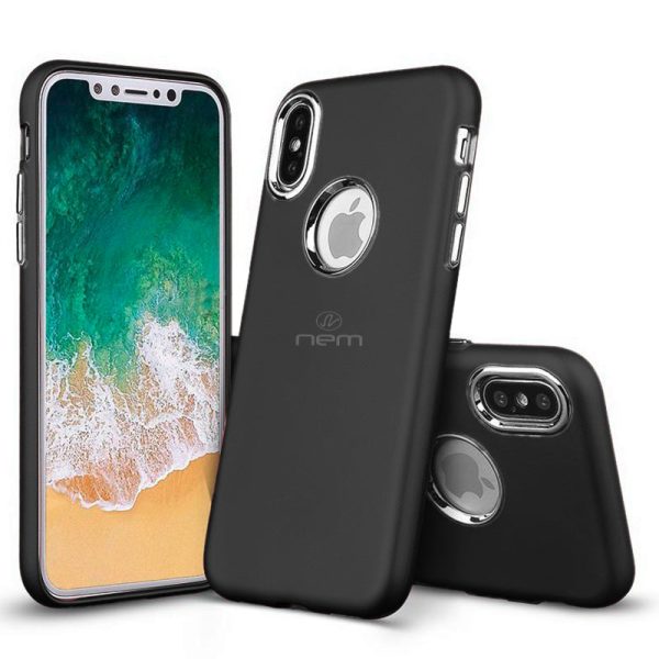 iPhone X   XS  Electroplated Metallic Soft Case HYB41 Black For Cheap