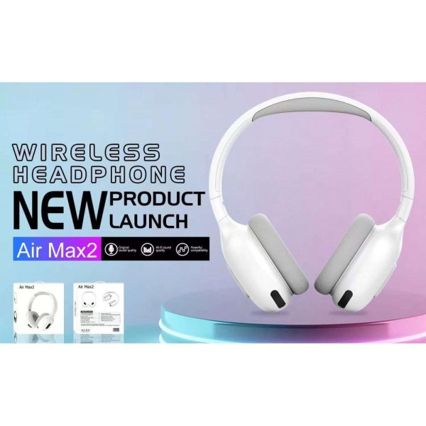 Kik_Sleek Stereo Bluetooth Headphones with Comfort Cushion Over-Ear Design & High-Quality Sound AirMax2 for Universal Cell Phone And Bluetooth Device (White) Online Hot Sale