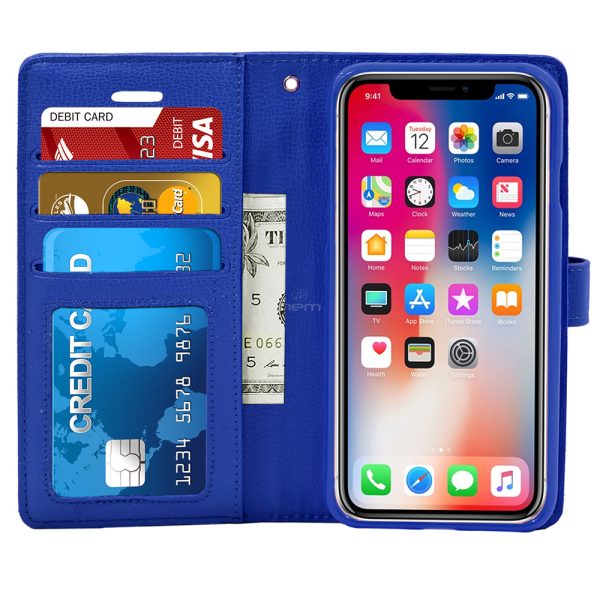 iPhone X XS Leather Wallet Case WCFC12A Blue Online now