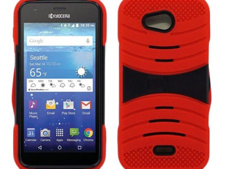 Kyocera Hydro Wave C6740 Hybrid Case 08 with Stand Light Red Black Online Hot Sale