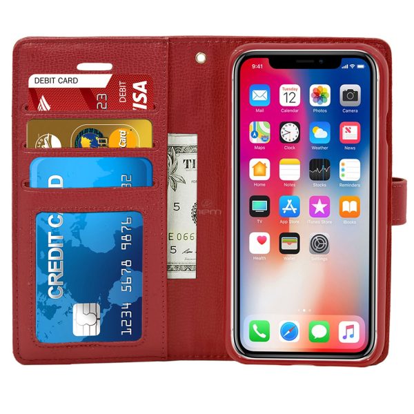 iPhone X XS Leather Wallet Case WCFC12A Red Online now