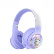 Kik_Bluetooth Over-Ear Headphones with Cute Dog LED Design, Comfort Ear Cups & Immersive Sound AKZ52 for Universal Cell Phone And Bluetooth Device (Purple) For Discount