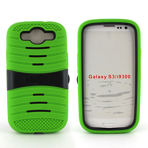 Samsung Galaxy S3 Hybrid Case 08 with Stand Green Black Online Sale