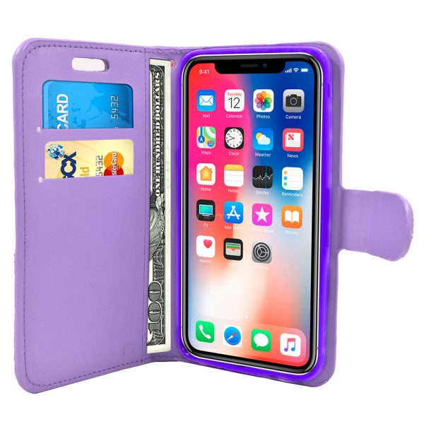 Apple iPhone X XS Diamond Wallet Case DWC03 Purple For Cheap