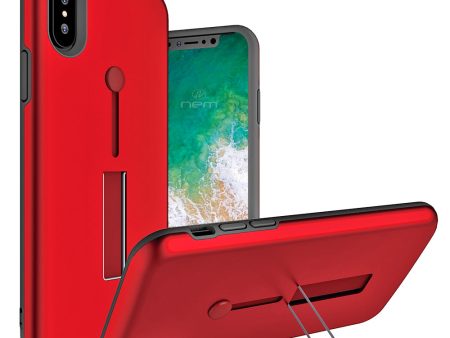 iPhone X   XS Hybrid Case HYB43 w. Loop Kickstand Red Online Sale