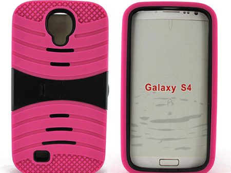 Samsung Galaxy S4 Hybrid Case 08 with Stand Hot Pink Black Discount