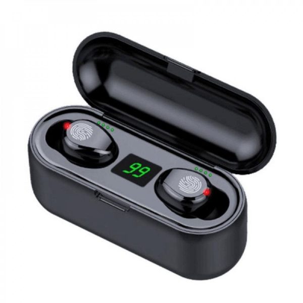 Kik_TWS Wireless Bluetooth Headset Earbuds Premium Sound with Battery Display F9-34 for Universal Cell Phone And Bluetooth Device (Black) Sale