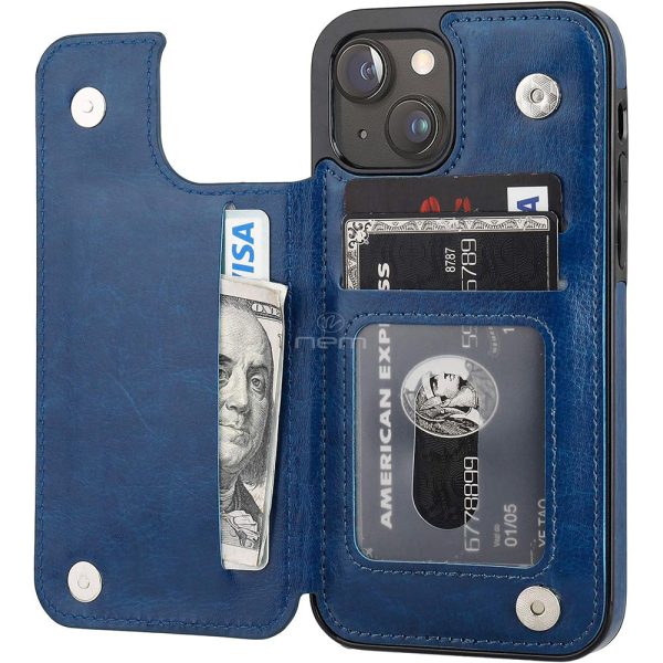 iPhone 15 Plus Wallet Case Hidden Card Holder HYBW01 Blue Online