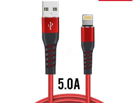 Lightning Nylon Fast Charging Cable 5.0A 10 FT Red For Sale