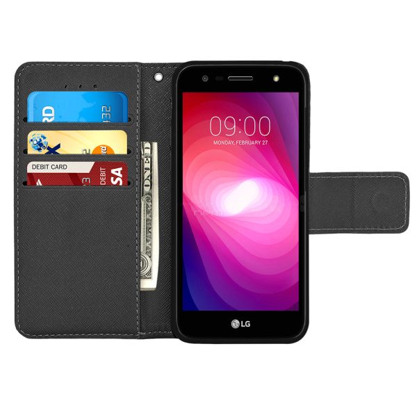 LG X POWER2  XCHARGE M322 M320 Wallet Case WCFC09 Blue Online Sale