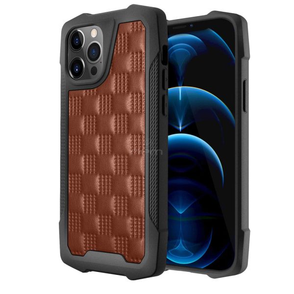 iPhone 11 (6.1) Leather Pattern Hybrid Case HYB69 Brown Discount