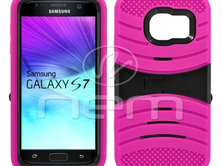 Samsung Galaxy S7 Hybrid Case 08 With Stand Pink Black For Cheap