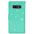 Samsung Note 8 Glitter Wallet Case Diamond Bow Jewel Blue For Sale