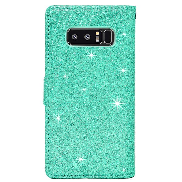 Samsung Note 8 Glitter Wallet Case Diamond Bow Jewel Blue For Sale