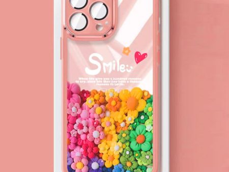 iPhone 15 ProMax Floral Design Case w. Cam Protector TPC37 Pink For Sale