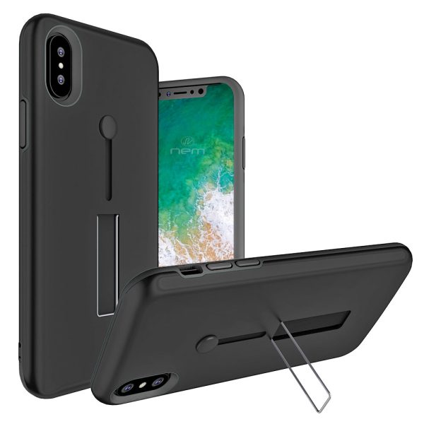 iPhone X   XS Hybrid Case HYB43 w. Loop Kickstand Black Online Sale