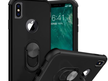 Apple iPhone XS Max Case,[Military Grade Drop Tested] Ring Kickstand Matte Case with Soft Edges, Shockproof and Anti-Drop Protection Case Compatible for Apple iPhone XS Max Case - Black Black Online Hot Sale