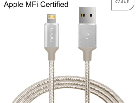 Apple MFi Certified Nylon Braided Lightning Cable 4Ft. Silve Discount