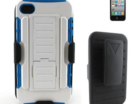 Apple iPhone 4 Clip White Dark Blue w.Black Holster Combo04 Online Hot Sale