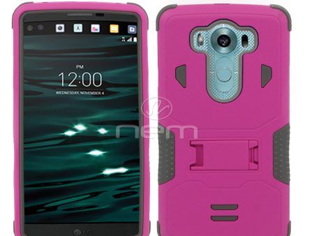 LG V10 Hybrid Case 11 with Stand Gray Pink For Cheap