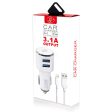 2-in-1 Car Charger Dual USB 3.1A w. Type C Cable White Supply